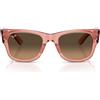 Ray-Ban Occhiali da Sole RB0840S 684843 Mega Wayfarer Rosa Trasparente/Marrone Sfumato Unisex 51/21/145