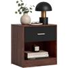 Relaxdays Comodino, cassetto, ripiano aperto, 41x39x28 cm, marrone-nero