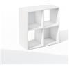 Furinno Pelli Cubic Mobile Portaoggetti, Libreria, Scaffale, 4 Cubi, Bianco