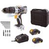 Batavia Trapano avvitatore a percussione a batteria, 18 V, con 2 batterie da 2,0 Ah e caricatore rapido