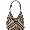 JABALUX Borsa in paglia da donna intrecciata, borsa estiva da donna, di medie dimensioni, borsa da spiaggia, shopper, borsa in paglia intrecciata, per spiaggia, vacanze, vita quotidiana, Nero , 36*3