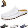 GHTRHSB Mocassini da uomo in pelle casual traspirante mocassini senza schienale scarpe da ginnastica estive da guida mocassini punta rotonda scava fuori scarpe da passeggio leggere, bianco, 39 EU