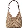 JABALUX Borsa in paglia da donna intrecciata, borsa estiva da donna, di medie dimensioni, borsa da spiaggia, shopper, borsa in paglia intrecciata, per spiaggia, vacanze, vita quotidiana, Beige/Marrone
