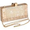 Menurra, Pochette da sera in acrilico da donna, con glitter, per matrimoni, cocktail, feste, balli studenteschi, Champagne, 7.8x4.1x1.8
