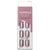 kiss new york KISS imPRESS No Glue Mani Press On Nails, Colore, Champagne Pink, rosa, formato corto, forma quadrata, include 30 unghie, tampone di preparazione, foglio di istruzioni, 1 bastoncino per manicure, 1
