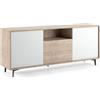 TERRANEO Mobile Madia Password con 2 ante e 2 cassetti L 184 x H 45 x P 77 cm beige e bianco