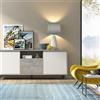 TERRANEO Mobile Madia Password con 2 ante e 2 cassetti L 184 x H 45 x P 77 cm grigio e bianco