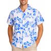 King Kameha Funky-Camicia-Hawaiana, Manica-Corta, Hibiscus, Bianco-Turchese, 5XL