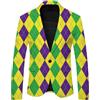 Bauzuoyo Blazer, giacca classica da uomo, a strisce colorate, elegante, slim fit, per matrimonio, business, smoking, Capodanno, feste, a maniche lunghe, per carnevale, giallo., XL