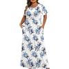 Townshine Abito estivo da donna con scollo rotondo, stampa floreale, adatto per gite quotidiane e viaggi di vacanza