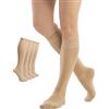 Fiera Besa Calze al ginocchio da donna, 4 paia, morbide ed elastiche, senza cuciture, Tallone e dita rinforzati, Made in Europe, comode, traspiranti, beige chiaro, blu navy, nero, bianco - 35-38 & 39