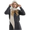 Whyzsjnclg Sciarpa con cappuccio, Sciarpa con cappuccio da donna Cappello con lavorato a maglia in misto lana calda e morbida Elegante scialle invernale all'uncinetto, bianco