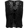 ONLY Vest Onllizzy Life SL Crochet Tie Gilet Knt, Nero, S Donna