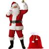 Hperu Costume da Babbo Natale 11 pezzi/set Vestito da Babbo Natale per uomo Donna I costumi di includono giacca pantaloni cappello parrucca barba occhiali guanti campana copristivali cintura e bor