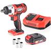 Formula 1 KEINEMARKE Formula 1 - Avvitatore a percussione da 1/2, 20 V, 1 batteria da 2,0 Ah, 220 Nm, 4 bussole da 17/19/21/22 mm, in valigetta
