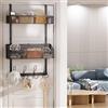 Upesitom Organizer da appendere sopra la porta con 12 ganci, scaffale con 2 cestini in rete, antiruggine e impermeabile, organizer posteriore per camera da letto, bagno, cucina, dispensa, nero