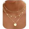 Chriscoco 3pcs Collana Donna Oro/Argento Collana Acciaio Inossidabile Placcato Oro 14k Collane Girocollo Regolabile Catena Argento Choker Perline Cuore Collane per Donna Ragazze
