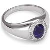 SINGULARU - Anello Amanda Azul. Ottone con Placcatura in rodio e Zirconia. Gioielli da donna. Taglia 12.