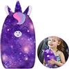FIODAY Copri cinture di sicurezza per bambini, con unicorno, morbido cuscino per cintura di sicurezza, regolabile, supporto per testa e collo, per bambini, ragazzi e ragazze, da viaggio, viola scuro