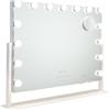Flamingueo Specchio Trucco con Luci - 15 LED - 3 Modi di Luce - Intensità Regolabile - Controllo Tattile - Caricatore Wireless per Cellulari - Specchio Ingranditore Incluso - Bianco - 64x12x54,5cm