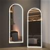 CASSILANDO Specchio a LED a figura intera con luce, specchio da pavimento illuminato, per camera da letto, cabina armadio, 160 x 50 cm, dimmer, 3 modalità di colore (bianco)