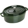 STAUB Casseruola/Cocotte in ghisa, Ovale 33 cm, 6,7 litri, Verde basilico | Coperchio antipioggia aromatico, adatto a tutti i piani cottura, ovale, verde basilico