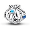 PANDORA Openwork shell sterling silver charm with blue enamel