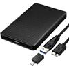 EasyULT Case HDD/SSD 2,5″ SATA, USB 3.0 Enclosure Hard Disk Esterno Box Caso SATA I II III HDD SSD 9.5mm e 7mm, Custodia Disco Rigido con UASP 5Gbps, con OTG Adattatore(Nero)