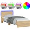 vidaXL Struttura letto con testiera e luci LED rovere Sonoma 90x200cm