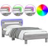 vidaXL Struttura letto con testiera e luci LED Grigio Sonoma 75x190 cm