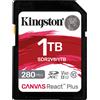 Kingston Technology 1TB Canvas React Plus SDXC UHS-II 280R/150W U3 V60 for Full HD/4K