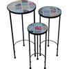 Milani Home - set 3 fioriere, rotonde, Silves, in metallo e Vetroceramica, azzurro