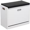 Milani Home - scarpiera salvaspazio 60 x 30 x 48 cm, bianco e nero, con seduta imbottita