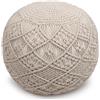 Milani Home - pouf in cotone intrecciato, Cisco, cotone naturale, stile boho, bianco, 40 x 40 x 38 cm