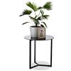 Relaxdays Tavolino Rotondo da Salotto in Vetro e Metallo, Tavolo da Caffè, Comodino HxLxP: 51 x 50 x 50 cm, Nero