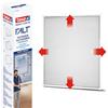 Tesa 55214 Insect Stop Ripiegabile, Zanzariera per Finestre Telescopica con Telaio in Alluminio, Bianca, 80 x 80cm Fino a 140 x 140cm