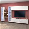 Dmora Parete Attrezzata Demetrio 30x280x180h cm Bianco Lucido 18 Ripiani 4 Ante, 20 Vani Made in Italy
