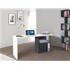 Dmora Scrivania Raimondo 50x110x75h cm Grigio Ardesia 2 Ripiani Supporto pc, Colore Piano Bianco Made in Italy