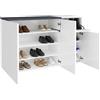 Dmora Scarpiera moderna, Made in Italy, 3 ante e 1 anta a ribalta, Portascarpe da ingresso, cm 120x40h80, colore Bianco lucido e Grigio Ardesia