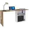 Dmora - Scrivania Raimondo, Scrittoio lineare Porta PC, Tavolo Multiuso per Ufficio, Scrivania salvaspazio, 100% Made in Italy, cm 110x50h75, Bianco Lucido e Acero