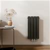 EMKE Radiatore di design, piccolo, 600 x 304 mm, verticale, con attacco centrale, a doppio strato, per bagno, camera da letto e soggiorno, nero, 384 W