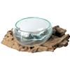 Wogeka Regalo Decorativo Gamal Radica merce di vetro Ø 12 - 13 cm Root legno Teak legno vaso rigida S
