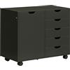 HOMCOM Mobile portaoggetti da scrivania con 5 cassetti 1 porta ripiano regolabile, supporto stampante su ruote, 78x40x66,5 cm, nero | Aosom Italy
