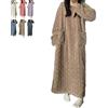 LXSNZARUY Vestiti da casa invernali da donna in velluto di corallo, caldo addensato pile indumenti da notte allentati, tinta unita tasca girocollo lunga camicia da notte, Marrone, L