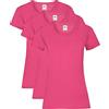 Fruit of The Loom Maglietta a Maniche Corte Valueweight da Donna, Rosa (Fucsia), L
