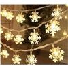 Brightium Ghirlanda di luci a batteria 3AA, fiocchi di neve appesi, colore bianco caldo, 1,5 m, ideale per decorare feste e creare un'atmosfera accogliente.