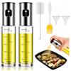 MIAOQIyu Set di 2 nebulizzatori per olio da cucina, 100 ml, in vetro, con scala graduata, con imbuto, pennello in silicone, per cucinare, friggitrice ad aria calda, grigliare, cuocere e insalata