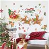 decalmile Adesivi Murali Babbo Natale Renna Adesivi da Parete Albero Natale