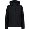 CMP Giacca In Softshell Da Donna Con Cappuccio Removibile, Nero 01, 42