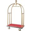 VEVOR Carrello Portavaligie per Hotel, Carico 500 kg Carrello Trasporto Portavaligie in Acciaio Inox Spazzolato con Montanti Curvi, Ponte in Moquette Rossa, Ruote in Gomma 152,4 mm per Hotel Condomini